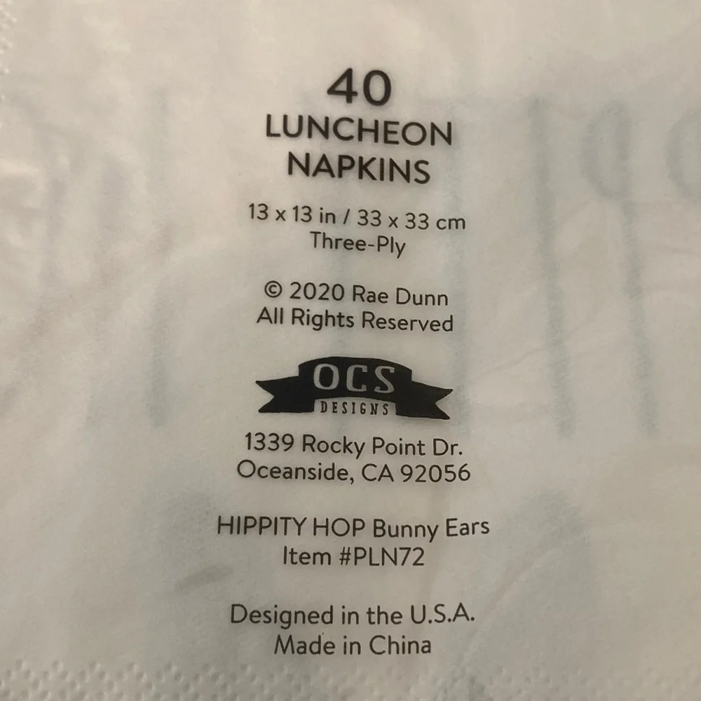 Rae Dunn White 'Hippity Hop' Napkins with Bunny Ears